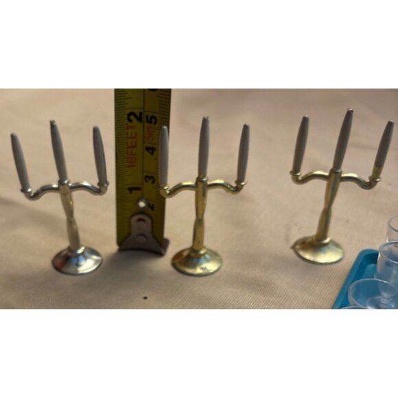 Marx Dollhouse Dining Set With Utensils Plates Cups Glasses and More 1950's - Picture 11 of 13